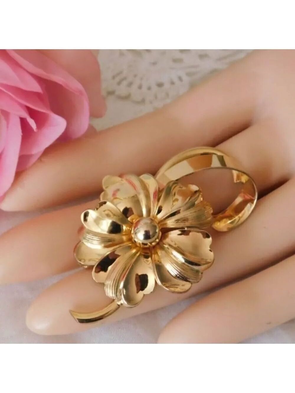 Forstner 12K Gold filled Flower Brooch Vintage Signed Pin